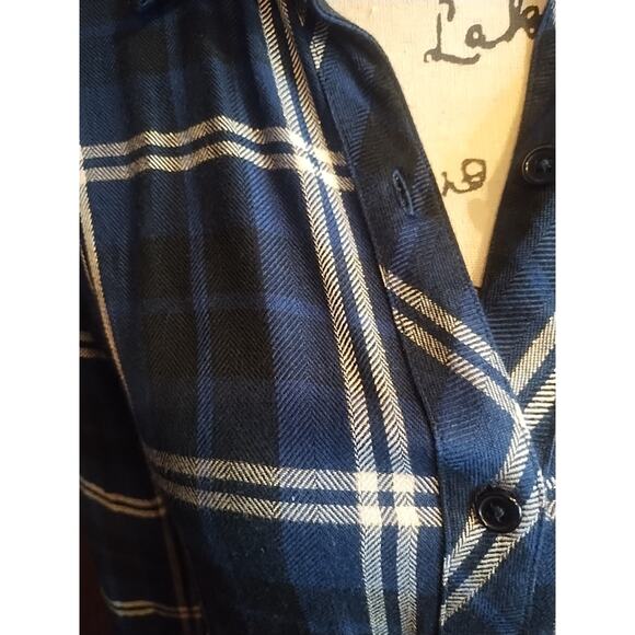 Rails Womens Small Midnight Blue White Plaid Hunter Button Up Shirt Flannel Navy - Picture 2 of 7